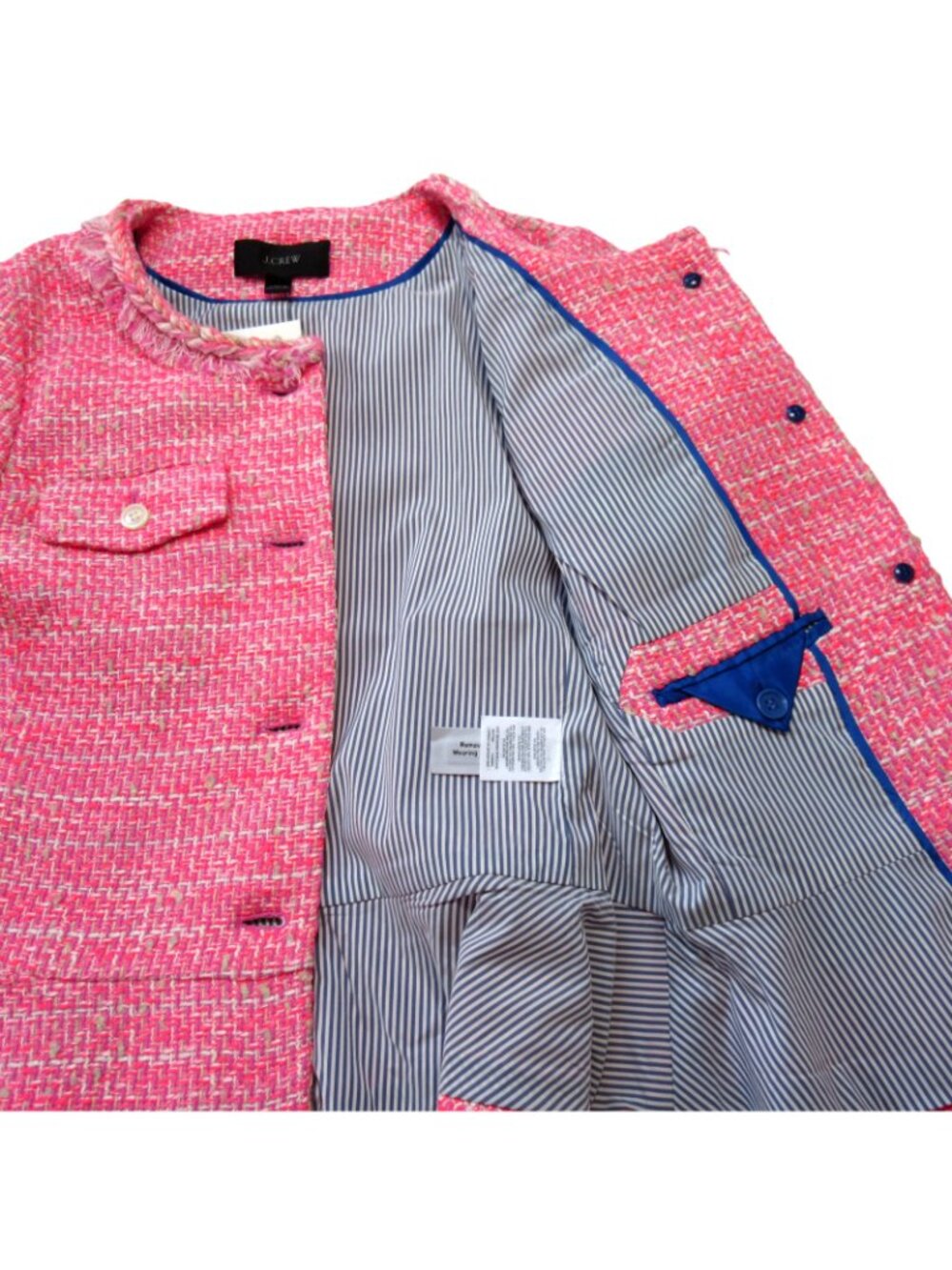 NWT J.Crew Peplum Lady Jacket in Neon Fuchsia Pink Tweed Blazer 2 - Picture 9 of 11